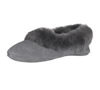 Damen Hausschuh Ballerina aus feinstem Merino Lammfell 2 Farben dunkelgrau, 39