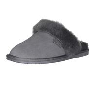 Damen Hausschuh Pantoffel aus Lammfell in 3 Farben TPR Pelzbesatz dunkelgrau, 38