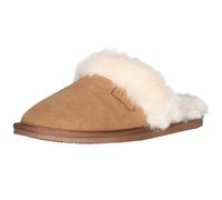 Damen Hausschuh Pantoffel aus Lammfell in 3 Farben TPR Pelzbesatz braun, 38