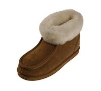 Harrys-Collection Damen Herren Hausschuh Mokassin aus feinstes Merino Lammfell, Farben:Haselnuss, Schuhgröße:43