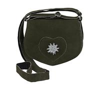 Harrys-Collection Damen Trachtentasche Leder Oktoberfest, Oliv | Echtleder Dirndltasche, edles Design mit Edelweiß Applikation, verstellbarer Trageriemen, Wiesn Handtasche für Damen