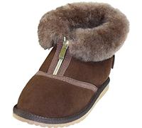 Harrys-Collection Extra Dicke Halbhohe Lammfell Schuhe Reißverschluss, Farben:Dunkelbraun, Schuhgröße:46