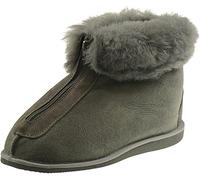 Harrys-Collection Extra Dicke Lammfell Hausschuhe mit Reißverschluss, Farben:grau, Schuhgröße:45