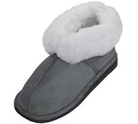 Harrys-Collection Hausschuhe aus Lammfell in 2 Farben mit Fester Sohle, Farben:grau, Schuhgröße:47