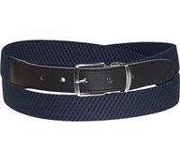 Harrys-Collection HC Elastischer Stretch-Gürtel mit Echtleder-Endstück - 30mm Breit - Stufenlos Kürzbar -Dehnbarer Stoffgürtel für Damen & Herren - Gr. 85 bis 160 cm, Bundweite:160, Farben:marine