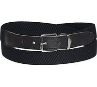 Harrys-Collection HC Elastischer Stretch-Gürtel mit Echtleder-Endstück - 30mm Breit - Stufenlos Kürzbar -Dehnbarer Stoffgürtel für Damen & Herren - Gr. 85 bis 160 cm, Bundweite:95, Farben:schwarz