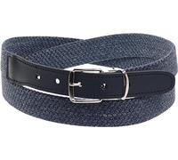 Harrys-Collection HC Elastischer Stretch-Gürtel mit Echtleder-Endstück - 30mm Breit - Stufenlos Kürzbar -Dehnbarer Stoffgürtel für Damen & Herren - Gr. 85 bis 160 cm, Bundweite:115, Farben:jeansblau