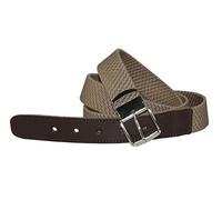 Harrys-Collection HC Elastischer Stretch-Gürtel mit Echtleder-Endstück - 30mm Breit - Stufenlos Kürzbar -Dehnbarer Stoffgürtel für Damen & Herren - Gr. 85 bis 160 cm, Bundweite:95, Farben:beige