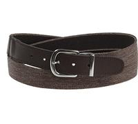 Herren Elastik Gürtel in 35 mm Breite Lederendstück 115, jeans braun