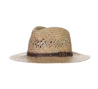 Harrys-Collection Herren Sehr Leichter Strohhut mit braunem Band, Kopfgröße:61, Farben:Natur