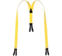 Hosenträger mit Knopfloch aus echten Lederpatten 11 Farben zur Wahl gelb, 130 cm