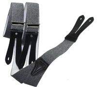 Hosenträger mit Knopfloch aus echten Lederpatten 11 Farben zur Wahl grau meliert, 130 cm