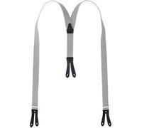 Hosenträger mit Knopfloch aus echten Lederpatten 11 Farben zur Wahl hellgrau, 130 cm