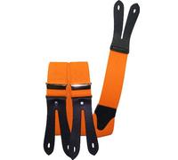 Harrys-Collection Hosenträger Knopfloch echte Lederpatten 11 Farben, Größen:130 cm, Farben:neonorange