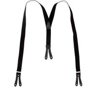 Hosenträger mit Knopfloch aus echten Lederpatten 11 Farben zur Wahl schwarz, 130 cm