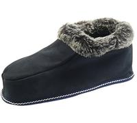 Harrys-Collection Hüttenhausschuh aus echtem Lammfell mit Ledersohle, Farben:Marine, Schuhgröße:36