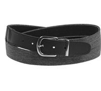 Harrys-Collection Klassischer Herren Elastikgürtel - Stufenlos kürzbar - Stretchgürtel mit Echtleder-Endstück - 35mm Breit, Bundweite:95, Farben:jeans schwarz