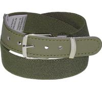 Harrys-Collection Klassischer Kinder Elastikgürtel für Jungen & Mädchen - Stretchgürtel mit Echtleder-Endstück - Stufenlos kürzbar - Bequem & Dehnbar - 25mm Breit, Bundweite:55, Farben:khaki