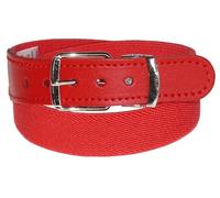Harrys-Collection Klassischer Kinder Elastikgürtel für Jungen & Mädchen - Stretchgürtel mit Echtleder-Endstück - Stufenlos kürzbar - Bequem & Dehnbar - 25mm Breit, Bundweite:55, Farben:rot