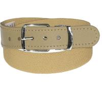 Harrys-Collection Klassischer Kinder Elastikgürtel für Jungen & Mädchen - Stretchgürtel mit Echtleder-Endstück - Stufenlos kürzbar - Bequem & Dehnbar - 25mm Breit, Bundweite:65, Farben:beige