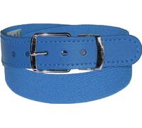 Harrys-Collection Klassischer Kinder Elastikgürtel für Jungen & Mädchen - Stretchgürtel mit Echtleder-Endstück - Stufenlos kürzbar - Bequem & Dehnbar - 25mm Breit, Bundweite:65, Farben:blau