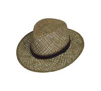 Harrys-Collection Sehr Leichter Strohhut mit braunem Band aus 2 Stroh Arten kombiniert, Kopfgröße:61, Farben:braun