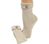 Harrys-Collection Trachtensocken Unisex Oktoberfest beige, 35-38 | bequemer Baumwollmix, atmungsaktiv, abnehmbarer Edelweiß-Pin, rutschfester Halt, perfektes Accessoire für die Lederhose