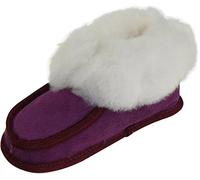 Harrys-Collection Unisex Hausschuhe aus Lammfell Leder warm, lila, 34
