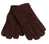 Handschuh aus echtem Lammfell handgenäht braun, M