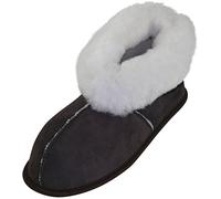 Harrys-Collection Unisex Lammfellschuhe Hausschuhe Leder, Dunkelbraun, 45