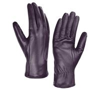 Harssidanzar Damen Leder handschuhe,Winter Warmes Kaschmirfutter Touchscreen Vintage Finished GL017EU,Lila,Größe XL