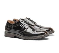Harssidanzar Herren Anzugschuhe mit Lackleder in Classic Brogue Elastic Band Oxford Formal KM310EU,Schwarz,Size 42