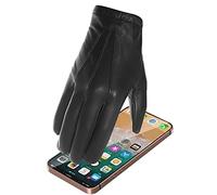 Harssidanzar Herren Dünne Ungefütterte Leder Polizeihandschuhe Touchscreen GM031EU, Schwarz,Größe L