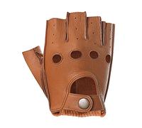 Harssidanzar Herren Halbfinger Lederhandschuhe für fahren Fingerlose Hirschleder ungefüttert Handschuhe GM005A, Bräunen, Größe L