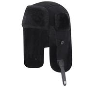 Harssidanzar Lammfell Shearling Wintermütze für Herren und Damen Echtes Leder Trappermütze Fliegermütze Aviatormütze Ushanka Bomber Hut mit Ohrenklappen CU603EU, Schwarz, Größe L