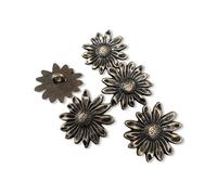 Hartmann-Knöpfe 10 Stück 20mm messing farben Knöpfe aus Metall Blume Blüte Gänseblümchen Trachtenknopf