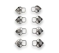 Hartmann-Knöpfe 8 Stück stabile altsilber Miederösen Herzform mit Edelweiß Motiv aus Metall für Dirndl Tracht 26mmx19mm