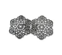 Hartmann-Knöpfe kleiner filigraner altsilber Verschluss Metallverschluss flach Trachten Dirndl zum Annähen 55mm x 30mm (1 Stück)