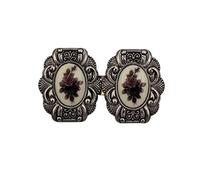 Hartmann-Knöpfe Silber antik mit Blumen Motiv mittelgrosse Trachten Schürzen Dirndl Schliesse Schnalle Verschluss Haken Metall ca 55mmx30mm Steg ca.25mm Made in Germany (1 Stück)