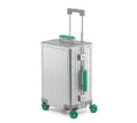 Hartschalenkoffer aus Aluminium-Magnesium-Legierung, Hartschalenkoffer, karierter Koffer, Reise-Kabinenkoffer mit Rad, Ganzmetall-Gepäckrollkoffer für Damen und Herren, Silber b, 20 inch, Modern