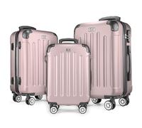 Hartschalenkoffer Koffer & trolleys rollkoffer handgepäck reisekoffer mit Rollen | Koffer groß, mittelgroß, klein ABS | Leichter Kofferset 3 teilig im M-L-XL (Puderrosa, Set)