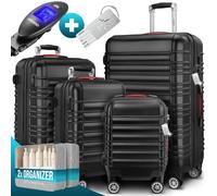 Hartschalenkoffer Set 4-tlg mit Zubehör Rollen 360º Schwarz ABS