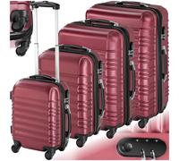 Tectake Hartschalenkoffer Set 4 Teilig Aus Robustem Abs Kunststoff Mit Teleskopgriff 32 x 50 x 76 cm Weinrot
