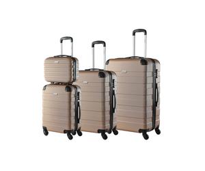 Hartschalenkofferset "Essential" mit 360° Rollen, Größen M/L/XL, 3er-Set + Beauty Case x champagner x