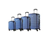 Hartschalenkofferset "Essential" mit vier Koffergrößen, Kantenschutz, Zahlenschloss, 4er-Set x blau x