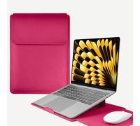 HaruYo 15-16 Zoll Laptop Sleeve Laptophülle, Laptoptasche mit Standfunktion, Computer Tasche mit Zubehörtasche für MacBook Pro 16, 15 Zoll Dell,Lenovo,Acer,Huawei MateBook (15-16 Zoll Knallpink)