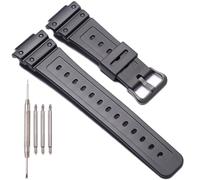 Harz Armband Kompatibel mit Casio DW-5900 DW-9052 DW-5600 GW-6900 DW-6900 G-6900 Herren Ersatz Uhrenarmband Sport Wasserdichtes Armband (Black Black buckle)