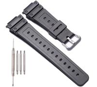 Harz Armband Kompatibel mit Casio DW-5900 DW-9052 DW-5600 GW-6900 DW-6900 G-6900 Herren Ersatz Uhrenarmband Sport Wasserdichtes Armband (Black Silver buckle)