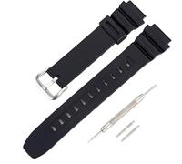 Harz Armband kompatibel mit Casio Uhren AE-1200WH/1100, SGW-300/400, MRW-200, W218H, Schwarzes Ersatzarmband aus Gummi für Damen und Herren Uhren (Black)