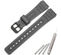 Harz Ersatzarmband kompatibel mit Casio F-91W F91W Wasserdichtes Uhrenband (Black band Black Clasp)